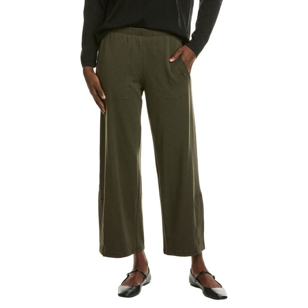 Eileen Fisher Womens Petite Full Length Straight Pant, Green